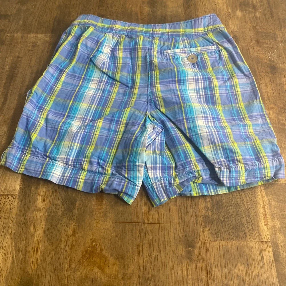 L.L. Bean Plaid Shorts Kids Blue Green Yellow Preppy Cotton SIZE 10‎